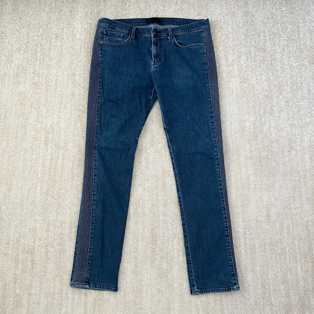 J Brand Musconite Moto Slim Fit Blue Jeans in Afantic 36 Blue